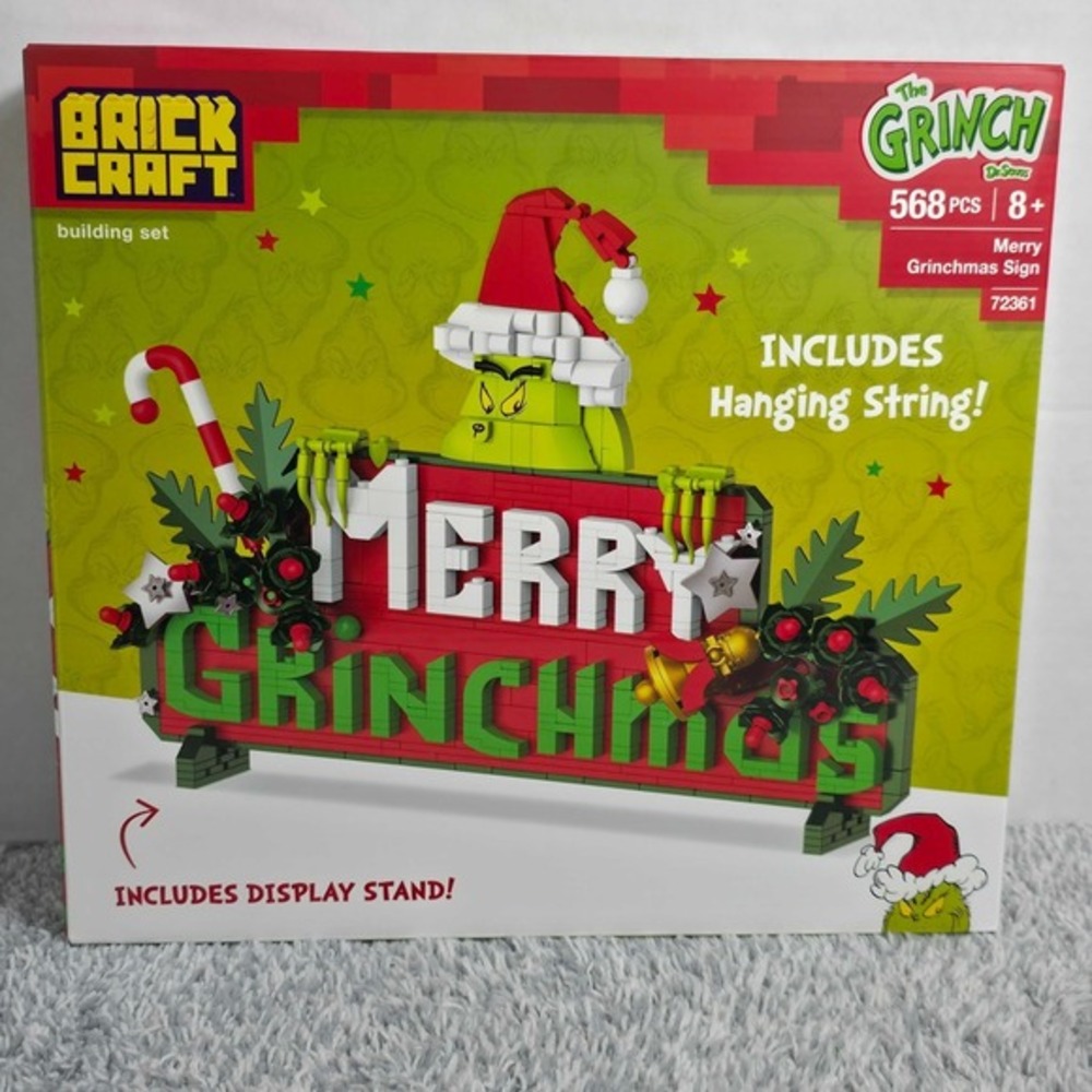 Brickcraft The Grinch Merry Grinchmas Sign Building Set 568 Pieces Christmas NEW